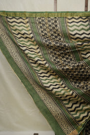 Black HBP Cotton Silk Saree With Maheshwari Border - SRBCSS1533