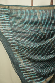 Teal Blue HBP Cotton Silk Saree With Maheshwari Border - SRBCSS1731