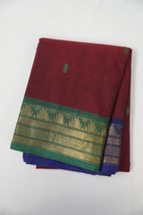 Maroon Kanchi Cotton Saree - SRMKCS1364
