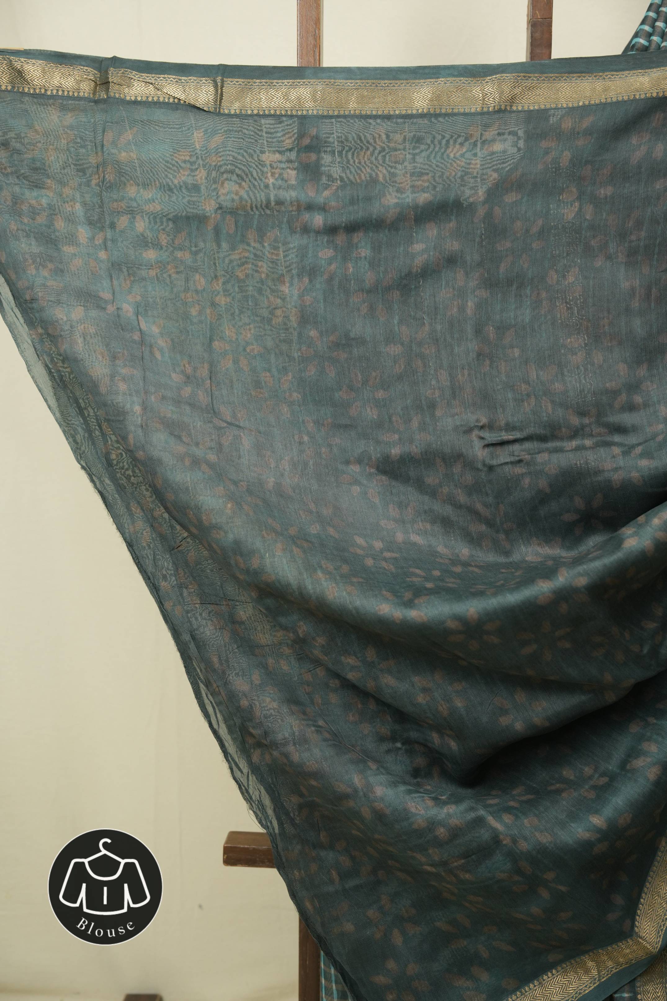 Teal Blue HBP Cotton Silk Saree With Maheshwari Border - SRBCSS1731