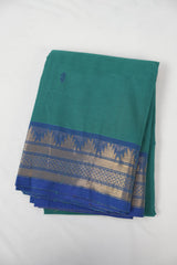 Turquoise Green Kanchi Cotton Saree - SRTGKCS1346