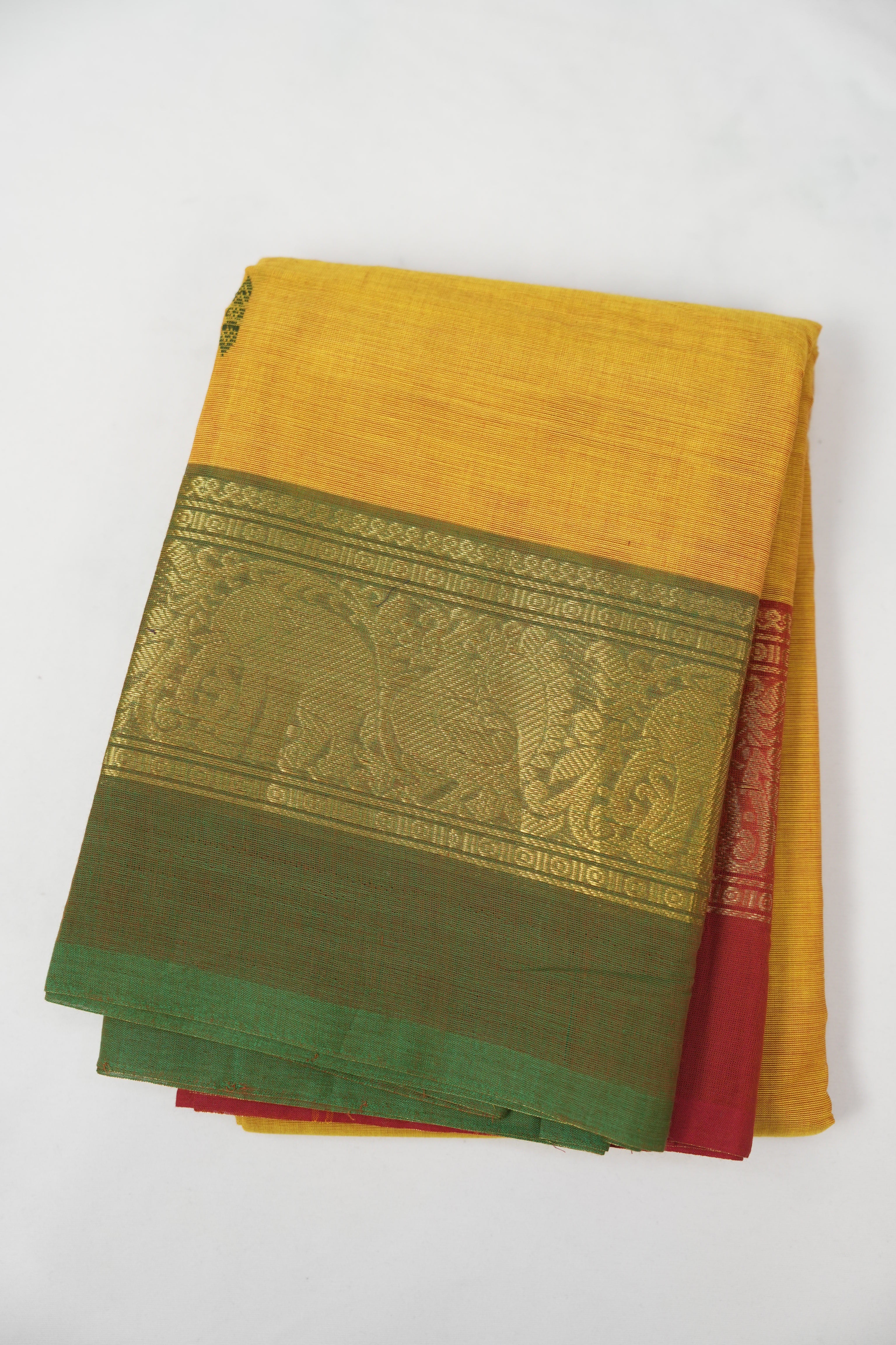 Mustard Yellow Kanchi Cotton Saree - SRMYKCS1353