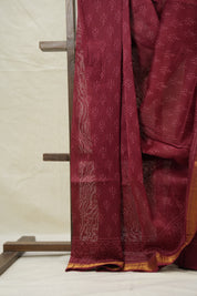 Maroon HBP Cotton Silk Saree With Maheshwari Border - SRMCSS1532
