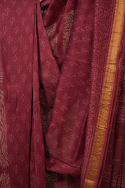 Maroon HBP Cotton Silk Saree With Maheshwari Border - SRMCSS1532