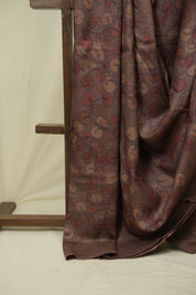 Mauve Brown Kalamkari Tussar Silk Saree - SRMBKTSS49