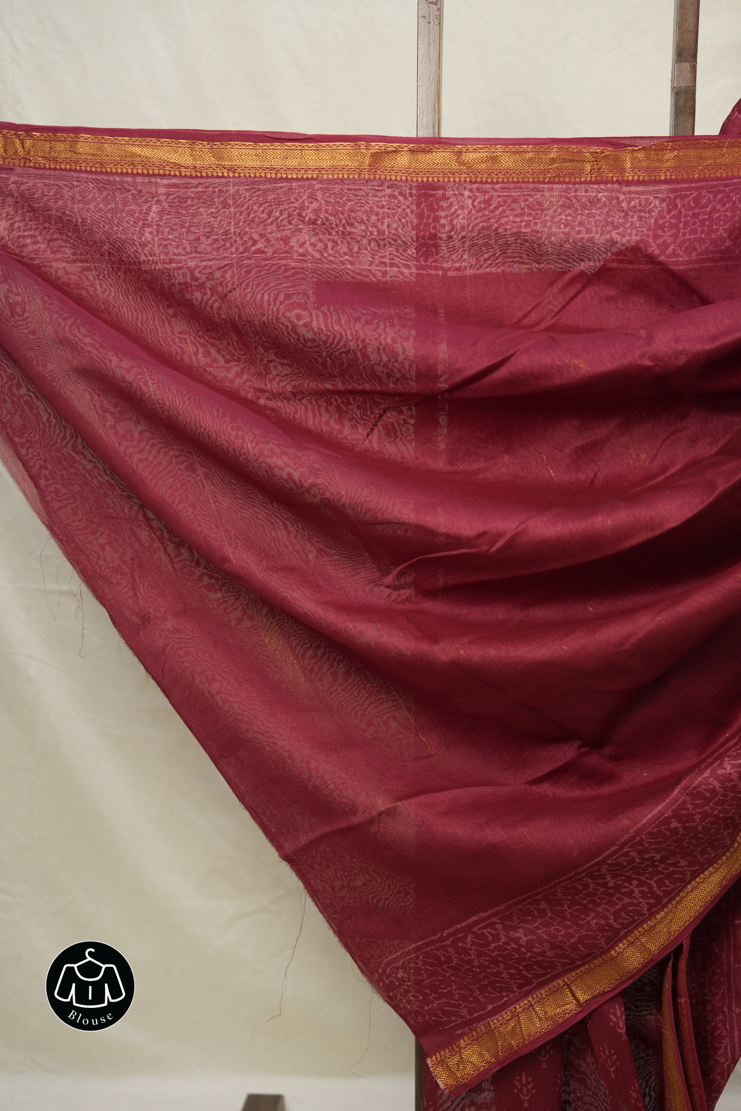 Maroon HBP Cotton Silk Saree With Maheshwari Border - SRMCSS1532
