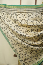 Cream HBP Cotton Silk Saree With Maheshwari Border - SRCCSS1733