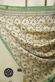 Cream HBP Cotton Silk Saree With Maheshwari Border - SRCCSS1733