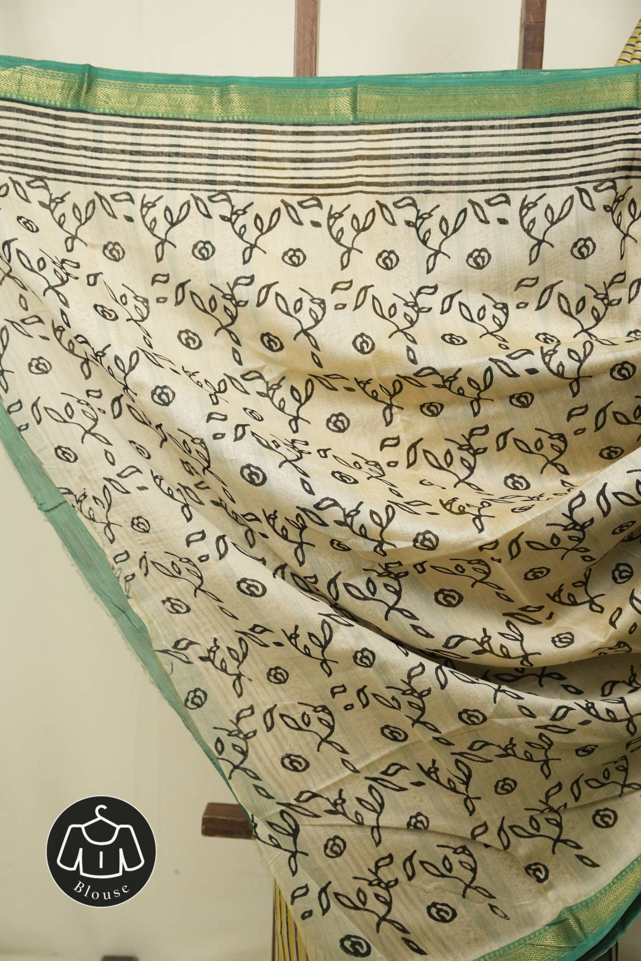 Cream HBP Cotton Silk Saree With Maheshwari Border - SRCCSS1733