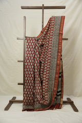 Maroon HBP Cotton Silk Saree With Maheshwari Border - SRMCSS1530