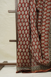 Maroon HBP Cotton Silk Saree With Maheshwari Border - SRMCSS1530