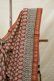 Maroon HBP Cotton Silk Saree With Maheshwari Border - SRMCSS1530