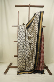 Off White HBP Cotton Silk Saree With Maheshwari Border - SRWCSS1718