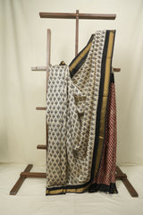Off White HBP Cotton Silk Saree With Maheshwari Border - SRWCSS1718