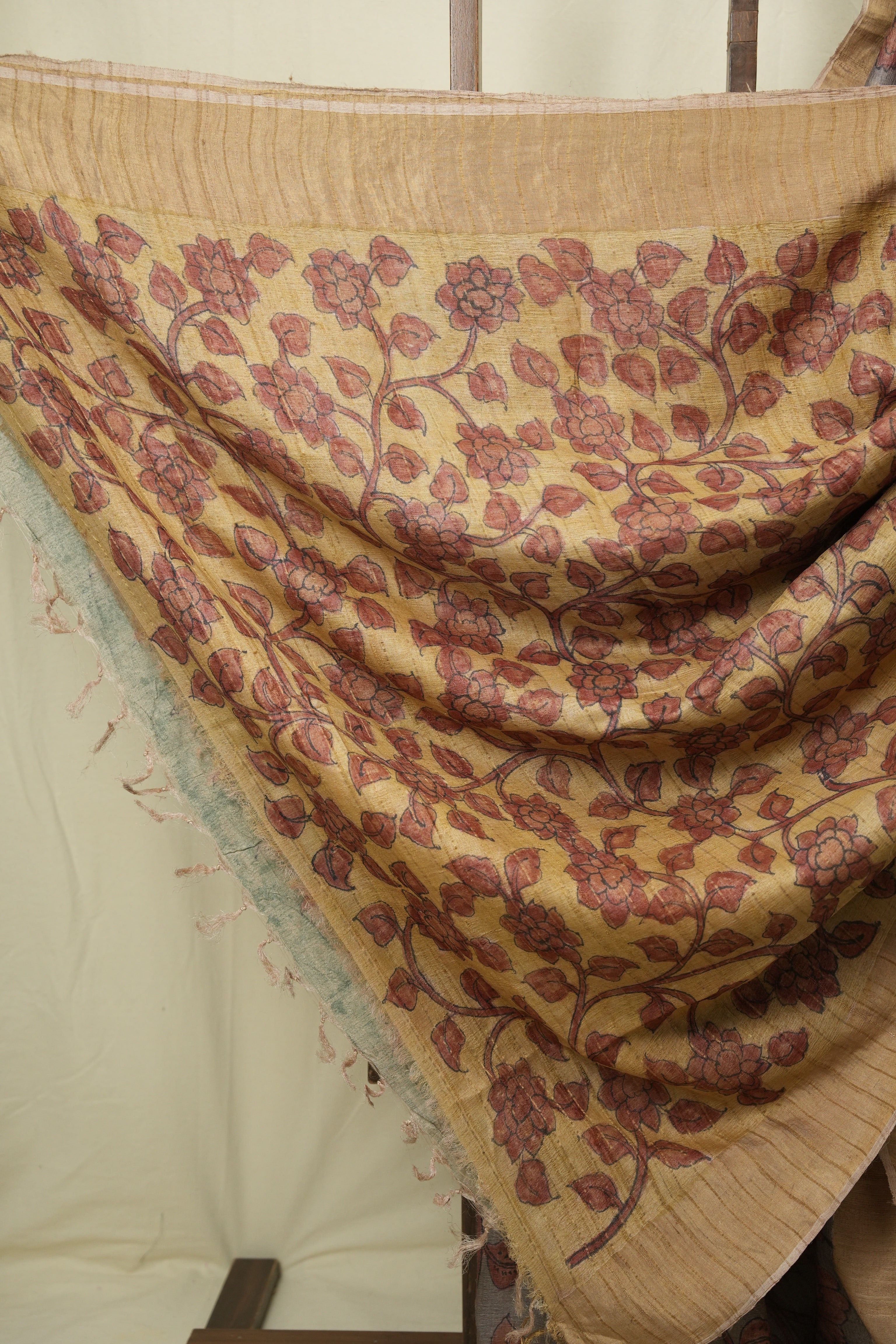 Grey Kalamkari Tussar Silk Saree - SRGKTSS46