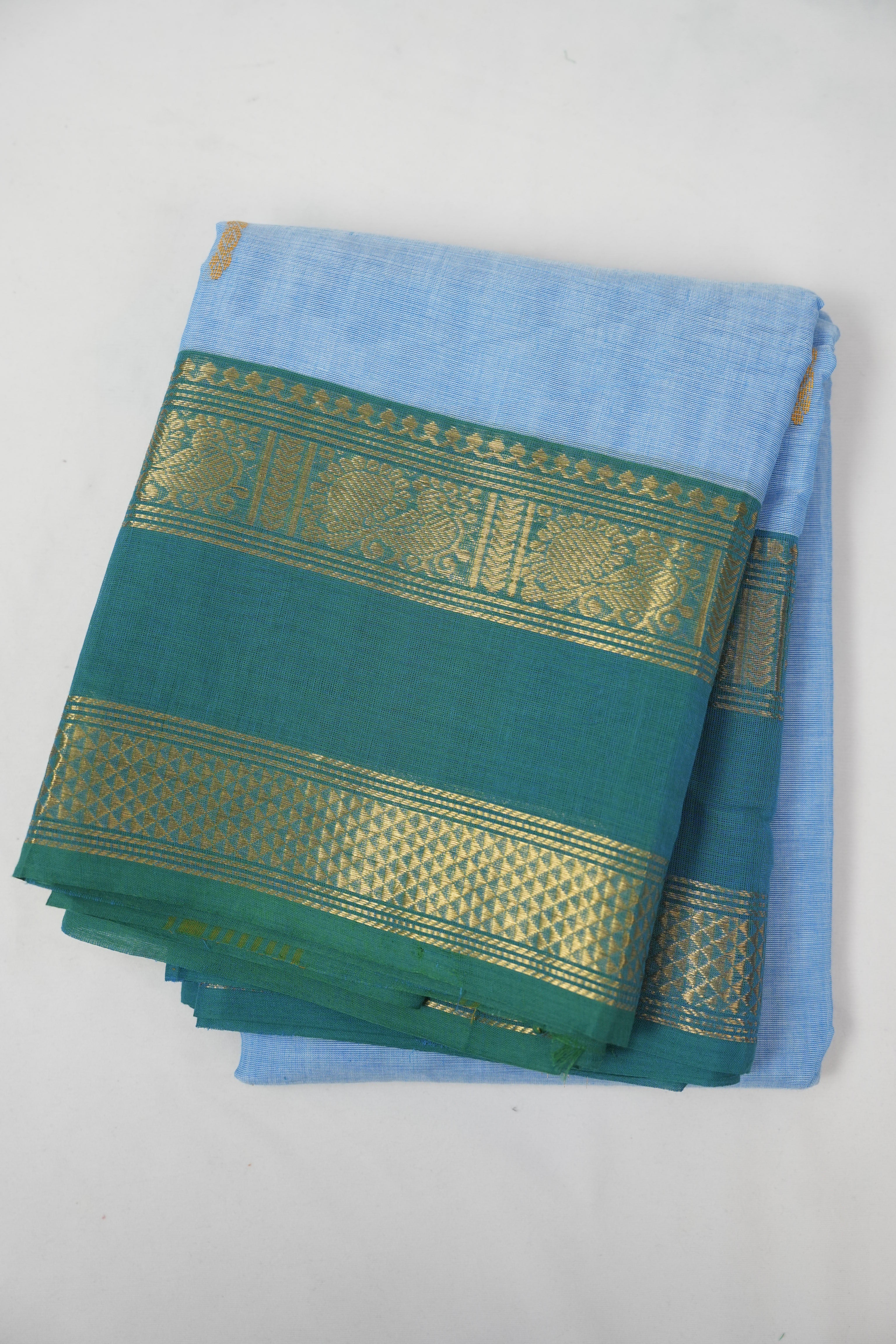 Sky Blue Kanchi Cotton Saree - SRSBKCS1376