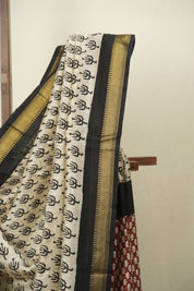 Off White HBP Cotton Silk Saree With Maheshwari Border - SRWCSS1718