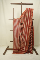 Red HBP Cotton Silk Saree With Maheshwari Border - SRRCSS1720