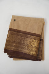 Sand Brown Kanchi Cotton Saree - SRSBKCS1367