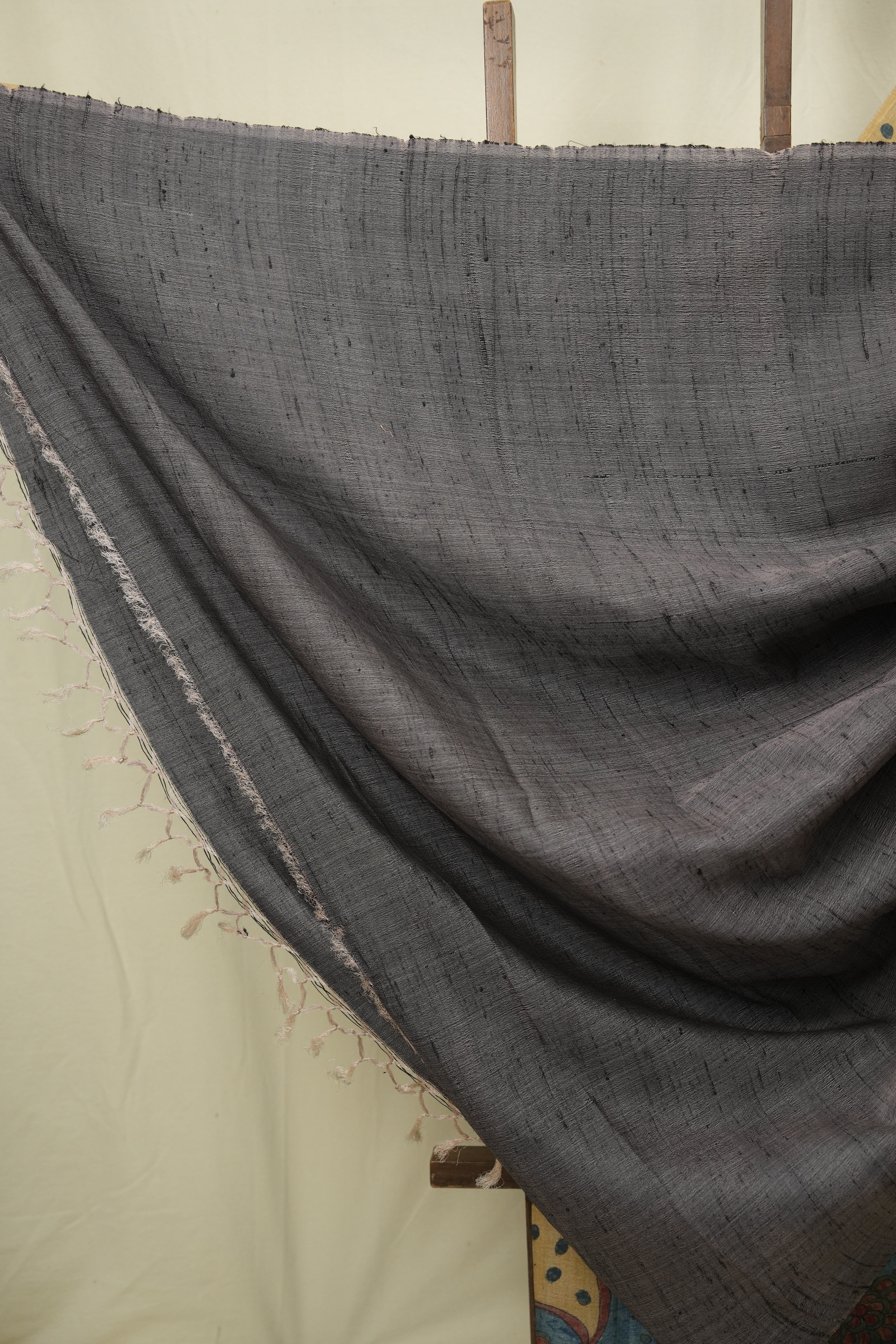Beige Blue Kalamkari Tussar Silk Saree - SRBBKTSS50