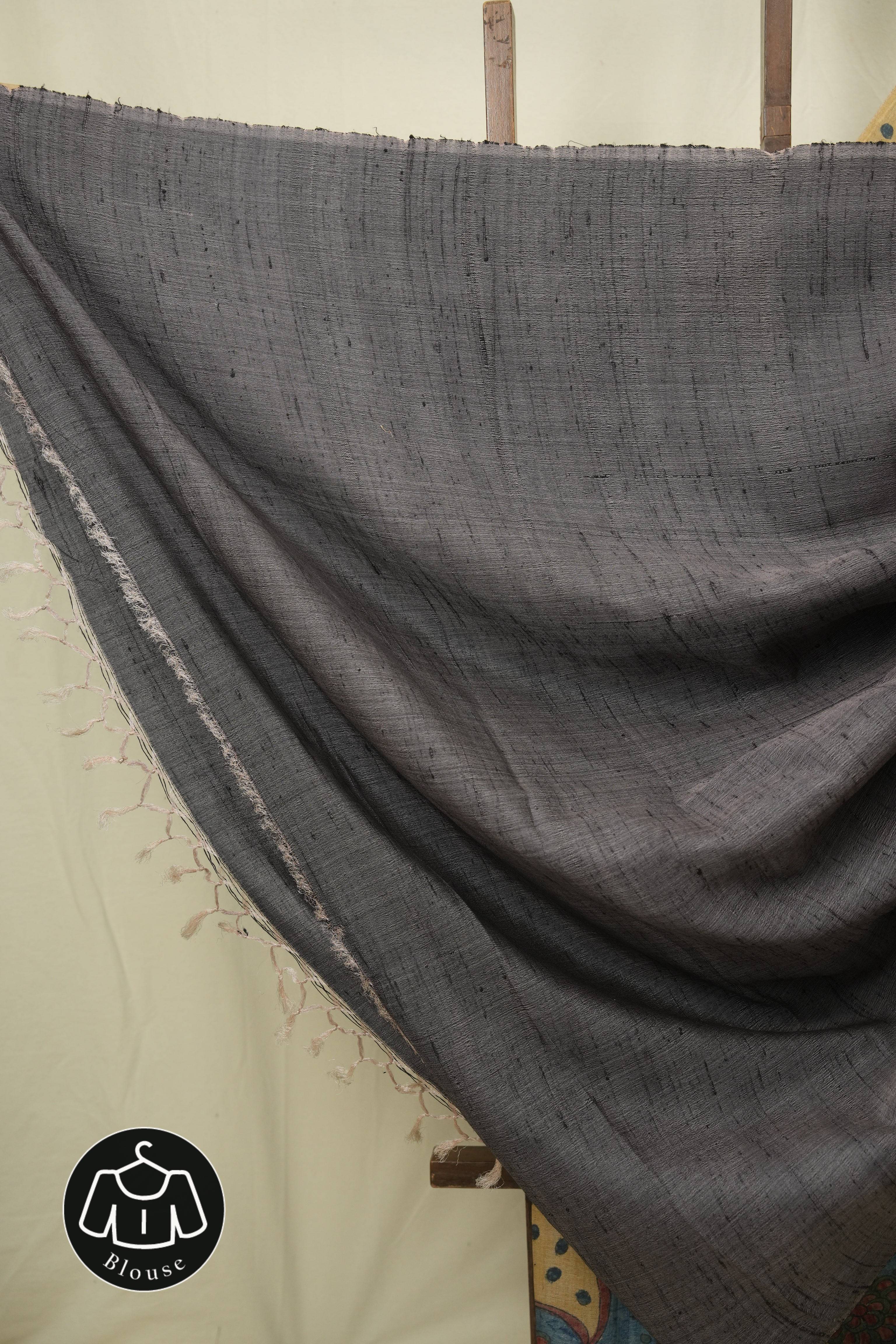 Beige Blue Kalamkari Tussar Silk Saree - SRBBKTSS50