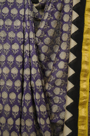 Purple HBP Cotton Silk Saree With Maheshwari Border - SRPCSS1529