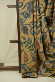 Light Yellow Kalamkari Tussar Silk Saree - SRLYKTSS52