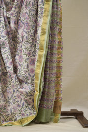 White HBP Cotton Silk Saree With Maheshwari Border - SRWCSS1327