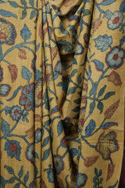 Light Yellow Kalamkari Tussar Silk Saree - SRLYKTSS52