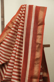 Red HBP Cotton Silk Saree With Maheshwari Border - SRRCSS1720