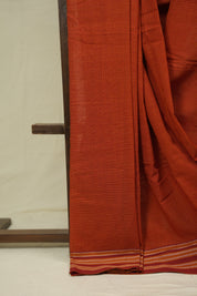 Orange Small Checks Cotton Patteda Anchu Saree - SROPAS351
