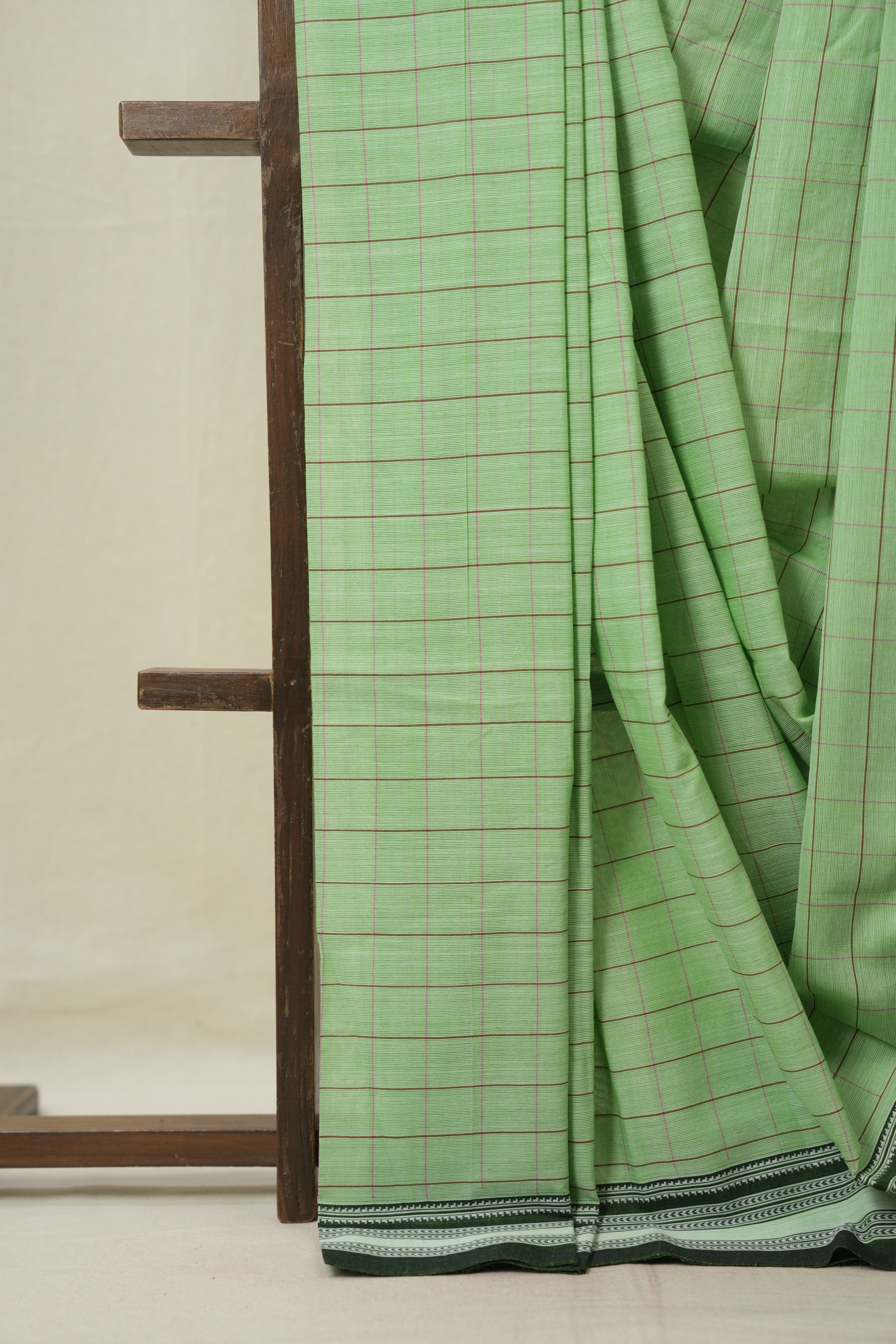 Mint Green Cotton Ilkal Saree - SRMGCIS928