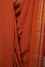 Orange Small Checks Cotton Patteda Anchu Saree - SROPAS351