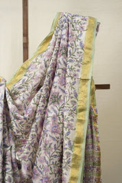 White HBP Cotton Silk Saree With Maheshwari Border - SRWCSS1327