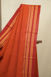 Orange Small Checks Cotton Patteda Anchu Saree - SROPAS351