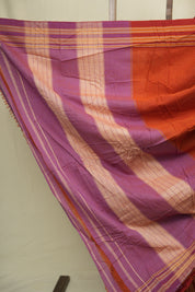Orange Small Checks Cotton Patteda Anchu Saree - SROPAS351