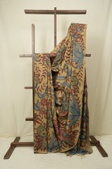 Cream Beige Kalamkari Tussar Silk Saree - SRCBKTSS51