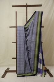 Greyish Blue Cotton Ilkal Saree - SRGBCIS927