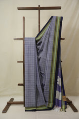 Greyish Blue Cotton Ilkal Saree - SRGBCIS927