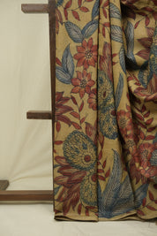 Cream Beige Kalamkari Tussar Silk Saree - SRCBKTSS51