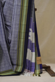 Greyish Blue Cotton Ilkal Saree - SRGBCIS927