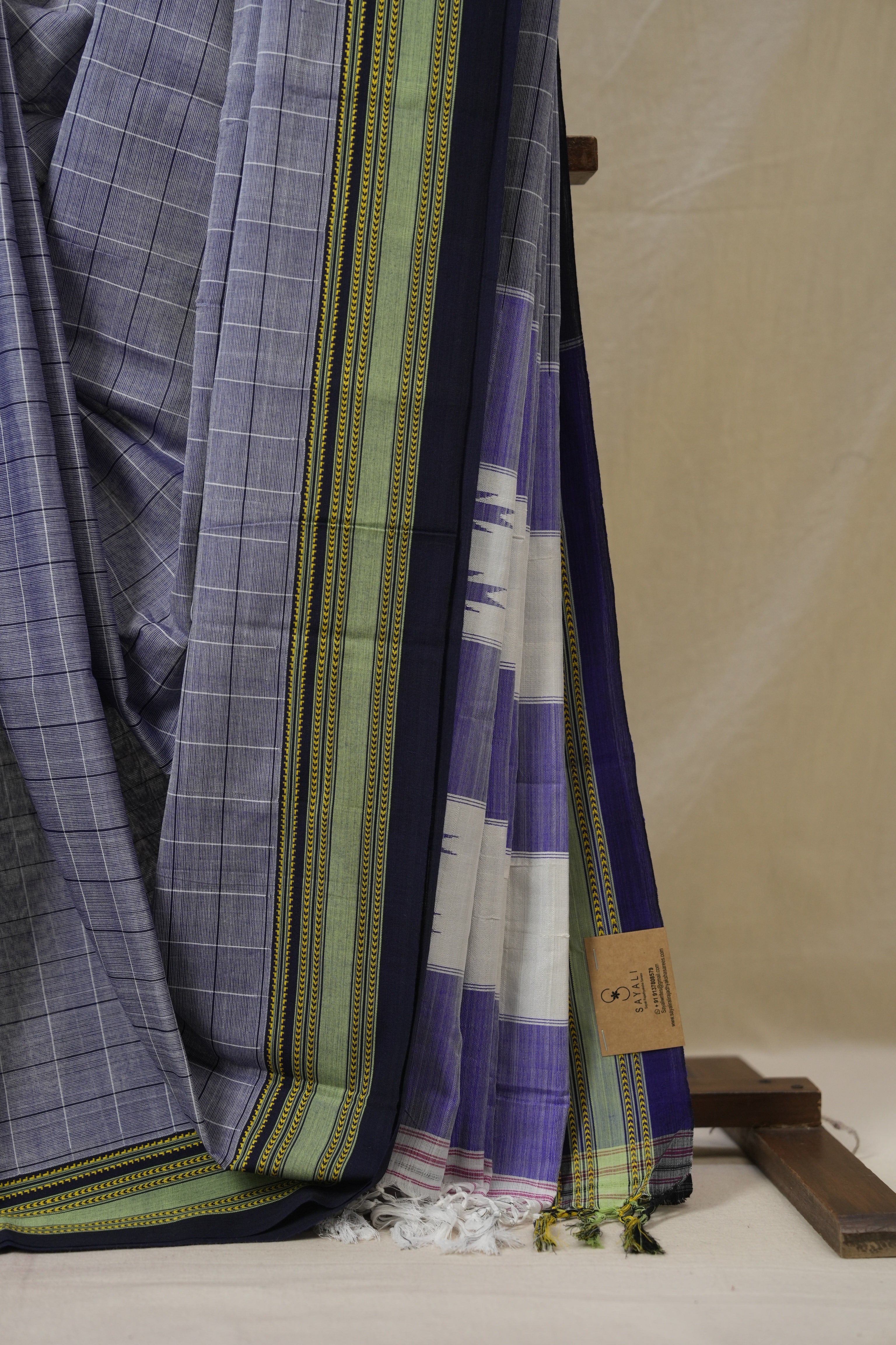 Greyish Blue Cotton Ilkal Saree - SRGBCIS927