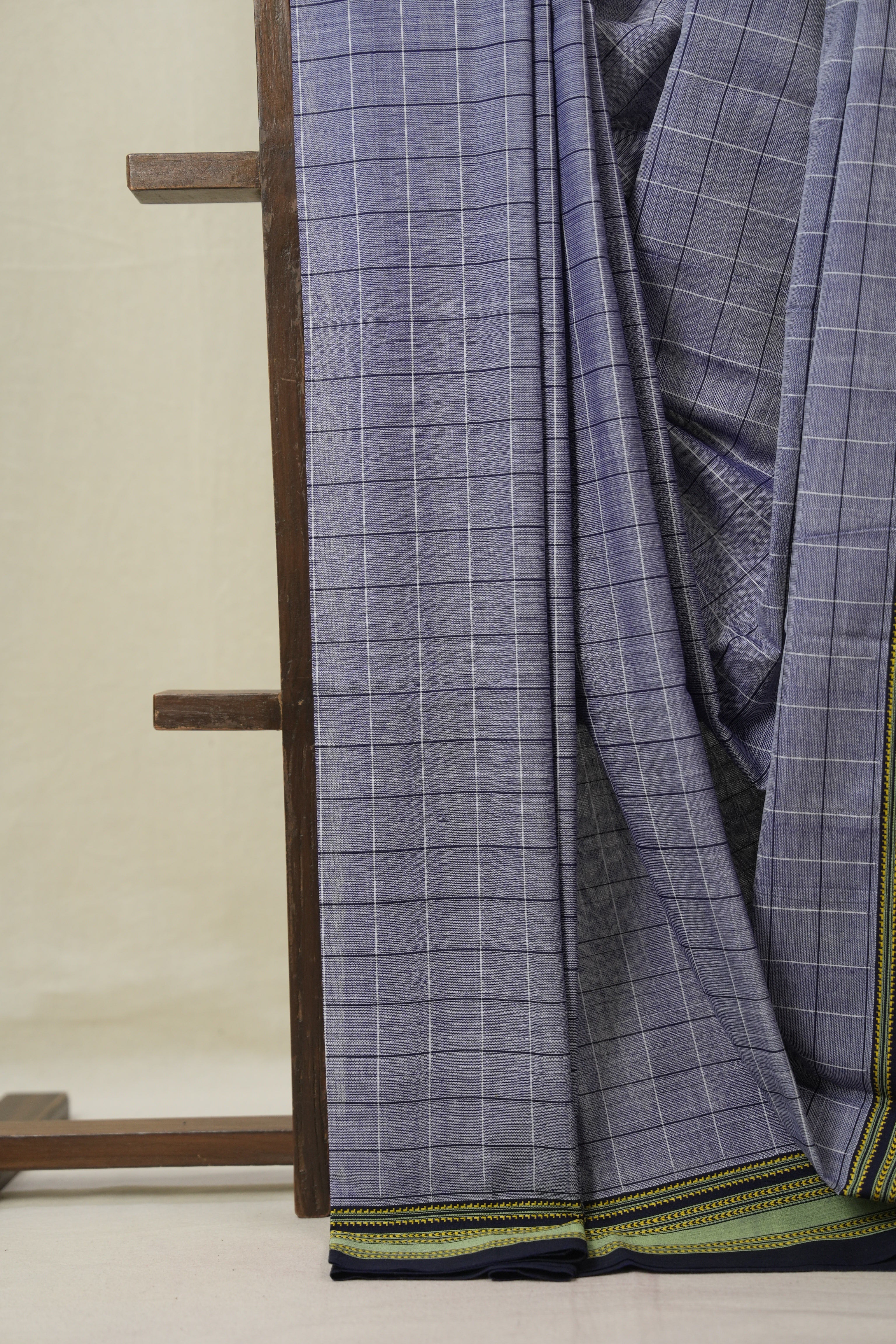 Greyish Blue Cotton Ilkal Saree - SRGBCIS927