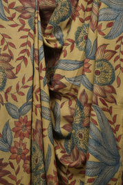 Cream Beige Kalamkari Tussar Silk Saree - SRCBKTSS51