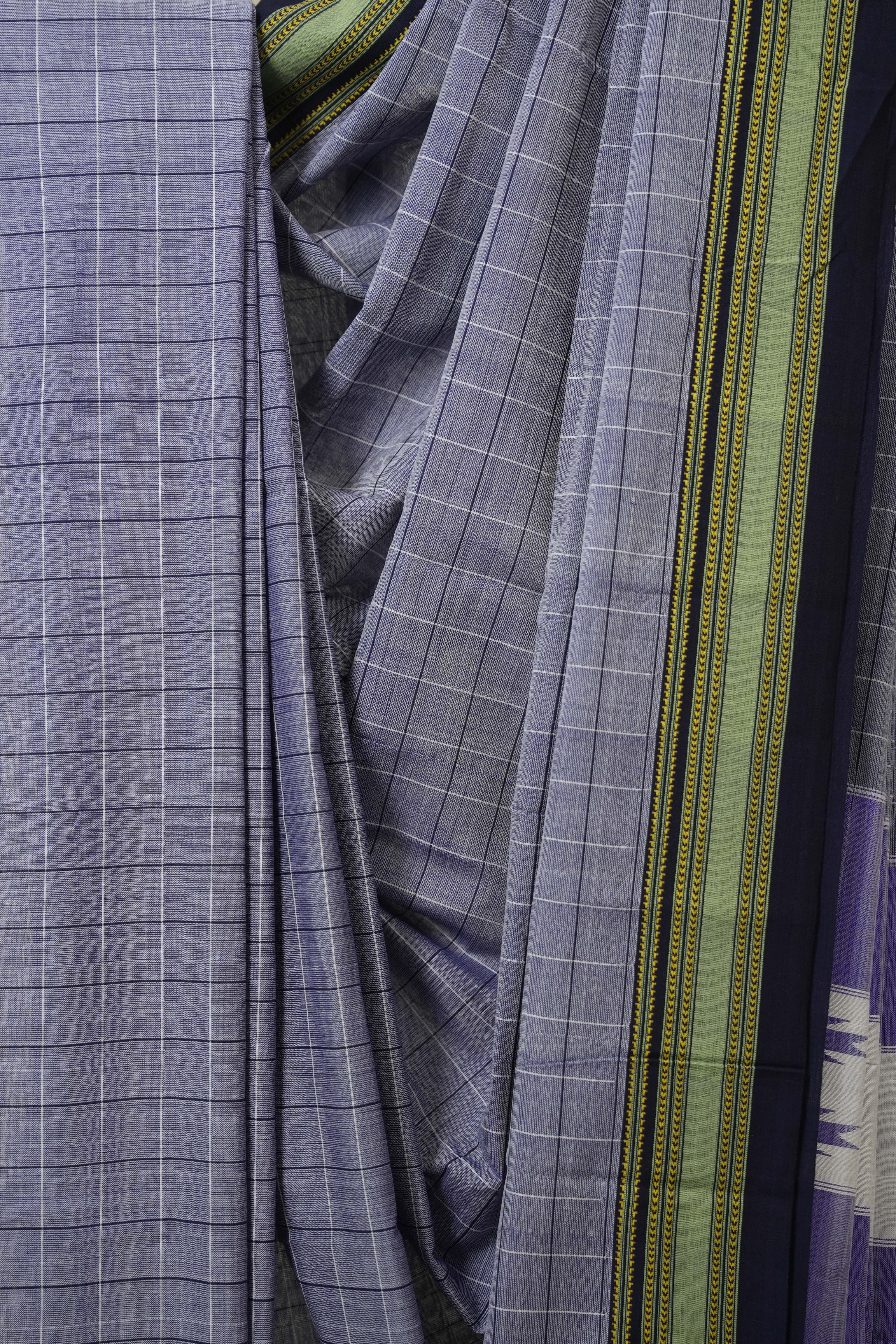Greyish Blue Cotton Ilkal Saree - SRGBCIS927