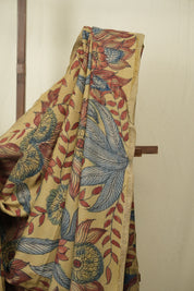 Cream Beige Kalamkari Tussar Silk Saree - SRCBKTSS51