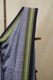 Greyish Blue Cotton Ilkal Saree - SRGBCIS927