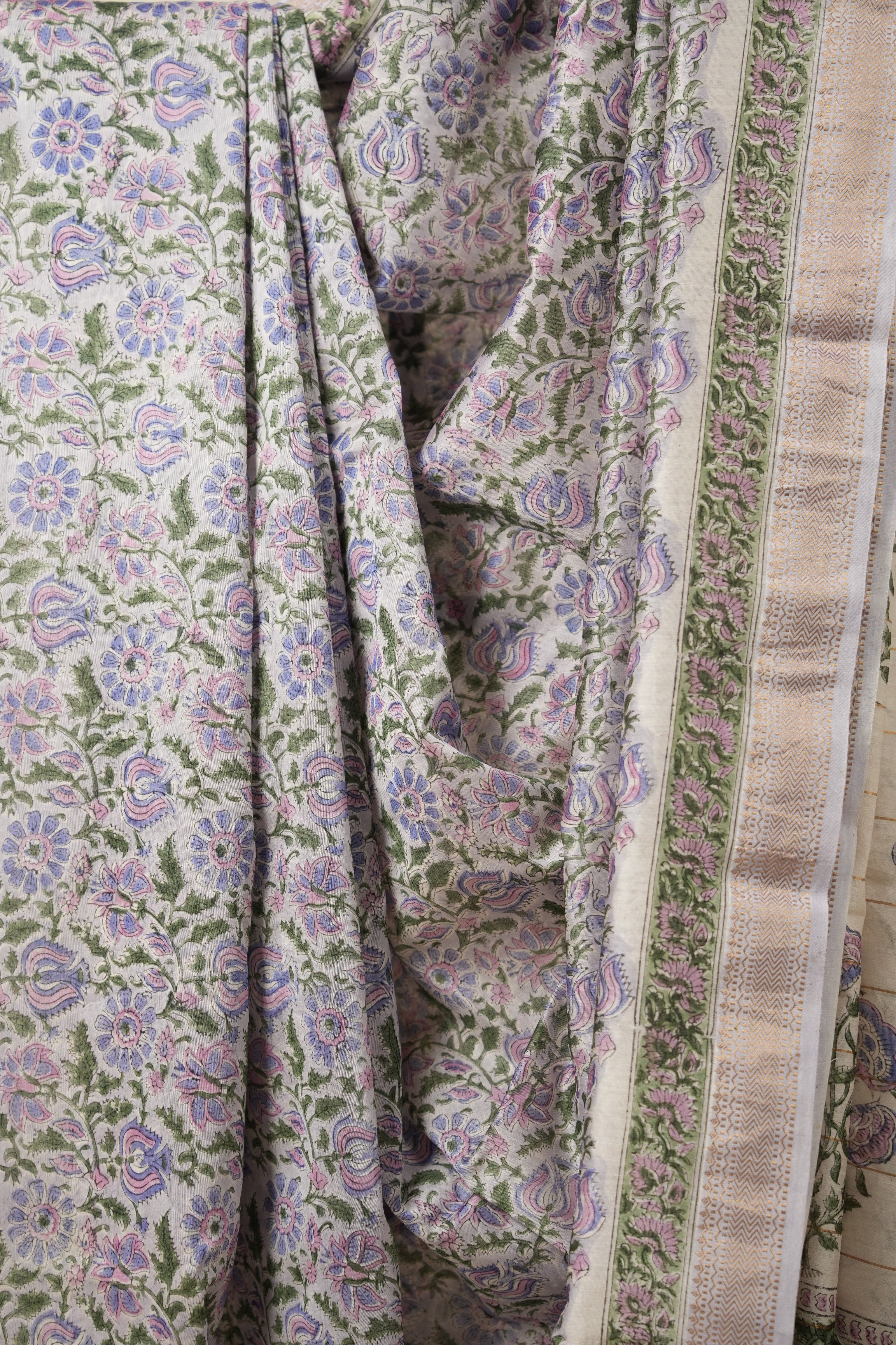 Light Lavender HBP Cotton Silk Saree With Maheshwari Border - SRLLCSS1328