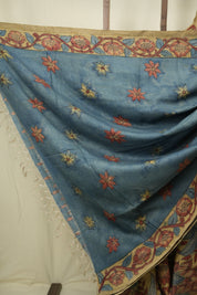 Cream Beige Kalamkari Tussar Silk Saree - SRCBKTSS51