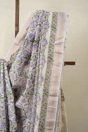 Light Lavender HBP Cotton Silk Saree With Maheshwari Border - SRLLCSS1328